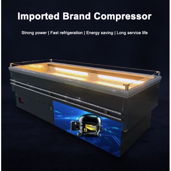 Fruta el congelador de acero inoxidable de la isla del supermercado del refrigerador abierto de la exhibición de la legumbre