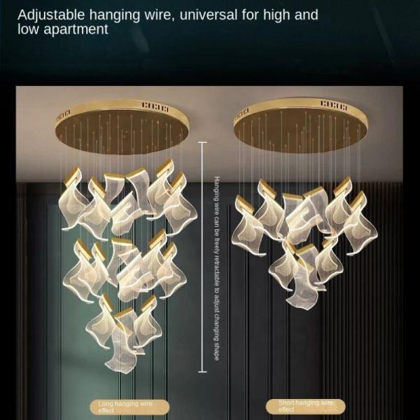 Acrylic Luxury Staircase Chandelier Lighting LED Multi Light Pendant Chandelier