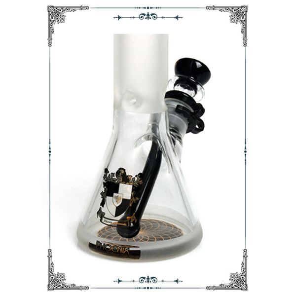 Clear Sandblasted Borosilicate Glass Bongs Black Bowl 7mm Thickness Beaker