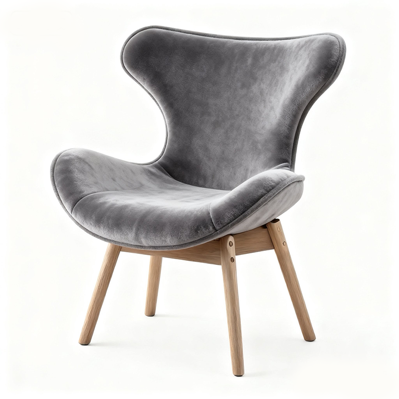 Modern Simple Casual Living Room Single Sofa Chairs Fabric Upholstered Lazy Lounge Chair Steel Legs Recliner Eco-Friendly Hotel