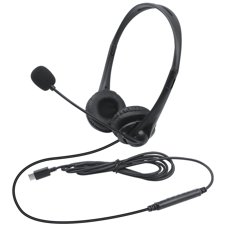 JTY-430 professional call center earphones with microphone, multiple plugs USB/Type-C/3.5mm wired earphones, comfortable to wear earphones, suitable for online learning and business conference calls