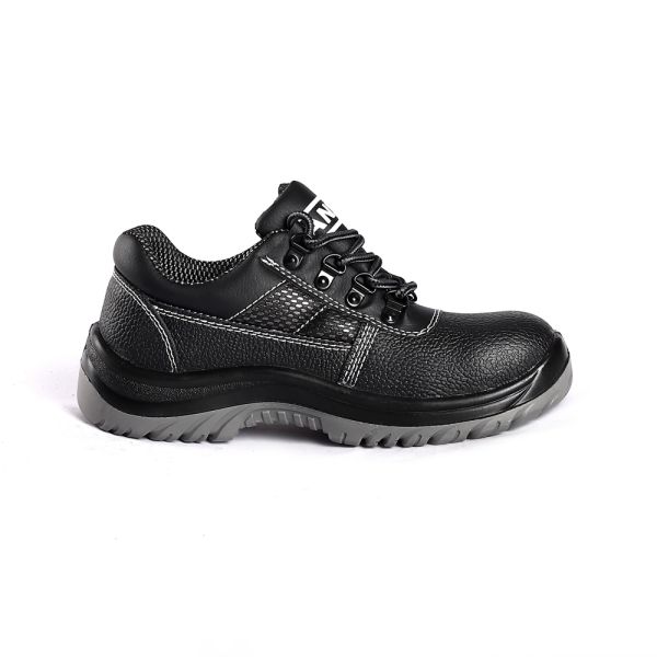 EVA Insole PU Leather Safety Shoes Black Lace Up Leather Steel Toe Puncture Resistance