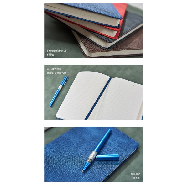 Logotipo personalizado A5 Couro Empresarial Papeleria de Escritório Costura De Enlace Bloco de Notas Conjunto de Caixa Regalo