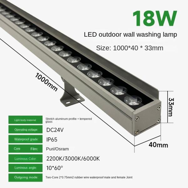 Lâmpadas de lavagem de parede LED linear exterior impermeável 1000lm 48W 72W