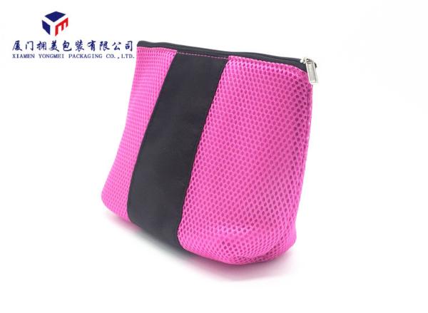 Triangle Side View Zippered Cosmetic Bag Fabric Ladies Makeup Bag Light Weight