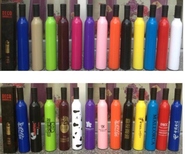 Guarda-chuvas de revestimento UV da garrafa de vinho da tela do Pongee da BV 190T com caso