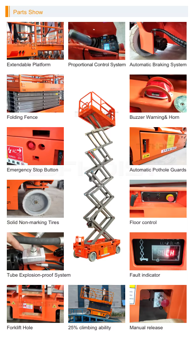 4M 6M 8M 10M 12M 14M Warehouse Electric Lifter 220V 380V Electric Articulating Boom Lift Operating Temperature Minus 10 Celsius To 40 Celsius
