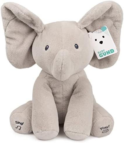 GUND Bebê Animado Flappy O Elefante Plush, Cantando Brinquedo de Bebê de Animais Recheados para Idades 0 e Mais, Cinza, 12
