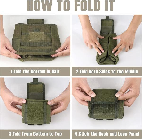 Molle Dump Pouch, Tactical Slingshot Ammo Pouch Foldable Mag Dump Pouch Magazine Utility Roll Up Wiast Bag Drawstring