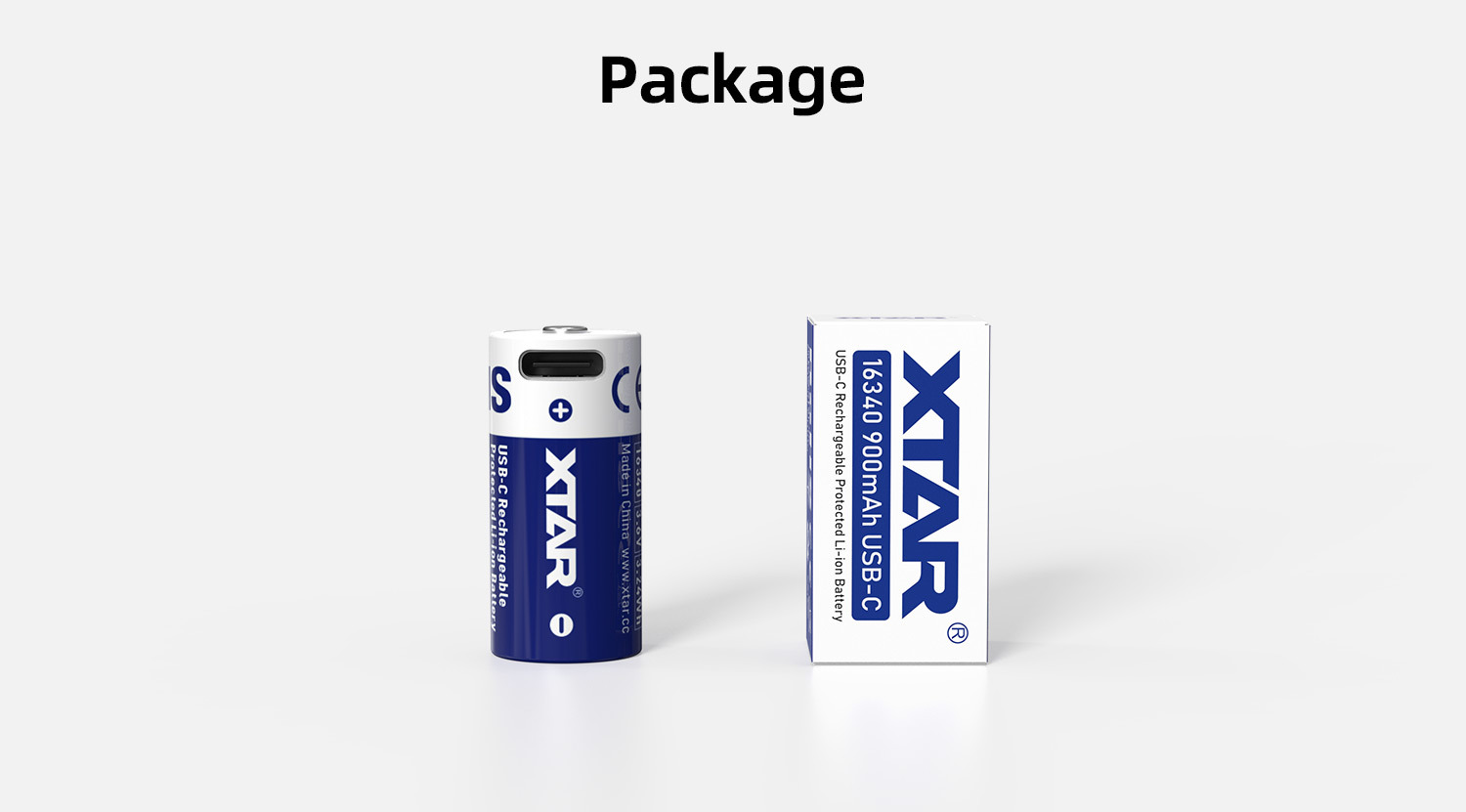 16340 USB-C Rechargeable Battery with 900mAh High Capacity, 500+ Recharge Cycles, and 2.7A Max Discharge for OEM Applications
