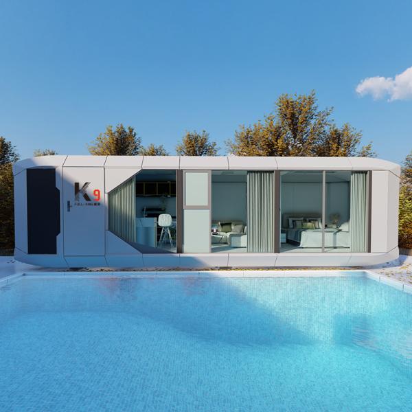 Maison capsule préfabriquée moderne de luxe avec balcon cadre en acier galvanisé 11,5*3,4*3,4m