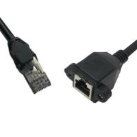 Cabo de extensão da rede com o homem do furo do parafuso da orelha ao gigabit RJ45 fêmea