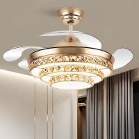 Remote Control LED Fan Lights 72W 500mm 42 Inch Retractable Ceiling Fan