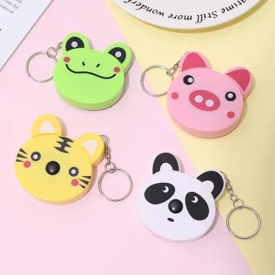 Custom Cute Cartoon Animal Design Portable Tape Measure Frog Panda Tiger And Pig With Key Ring Attachment