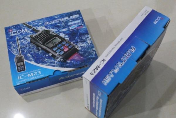 Floating M23 Marine VHF Two Way Radio Walkie Talkie flashing for boat