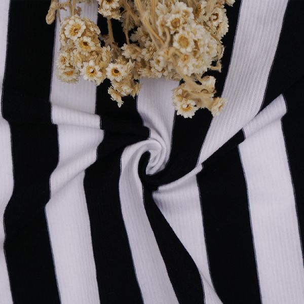 Comfortable And Breathable  And Bouncy Striped Material Fabric For T-Shirt