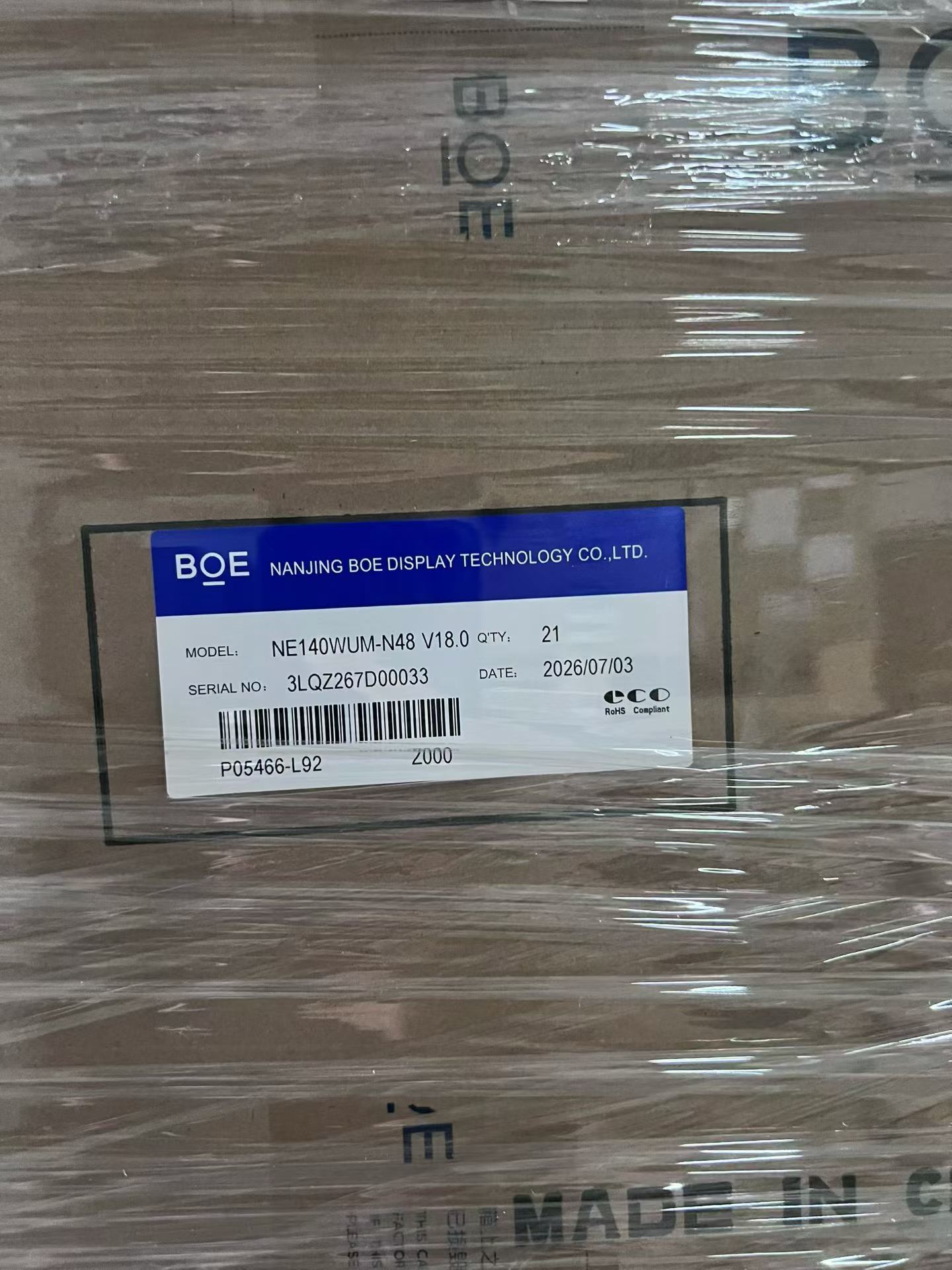 BOE 14Inch PC LCD Module TFT-LCD Display Panel with 1920x1200 Pixels 300cd/m2 Brightness 30pin Connector