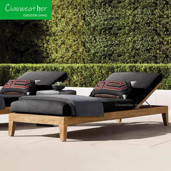 Meubles d'extérieur modernes Jardin extérieur Chaise en bois de teck pour villa imperméable Cour de plage piscine fauteuil salon