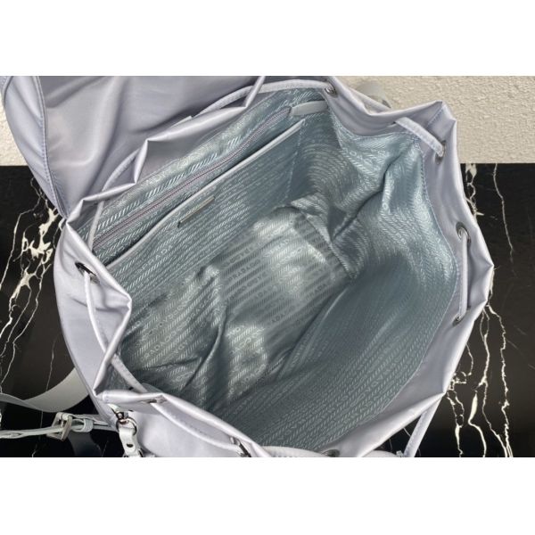 Detachable Small Blue 30cm Womens Nylon Backpack Triangle Logo