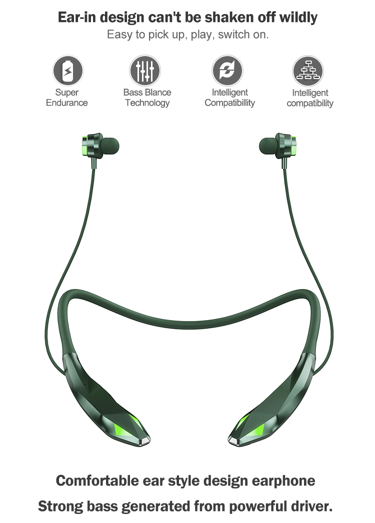Wireless Neckband Bluetooth Headphones Long Playtime With Microphone JL 5.2 Earphones