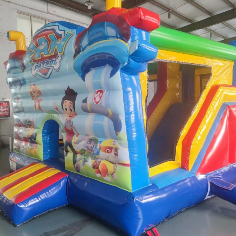 Cartoon Rescue Team Inflatable Bounce House and Slide Combo for Kids Events and Rentals