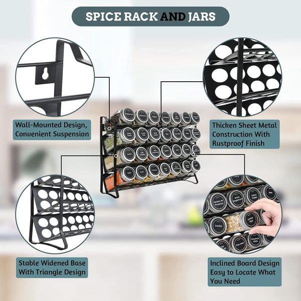 4 Layers Wire Iron Mesh Spice Jar Rack for Kitchen Organization Rack Size 30*9.8*23.3cm