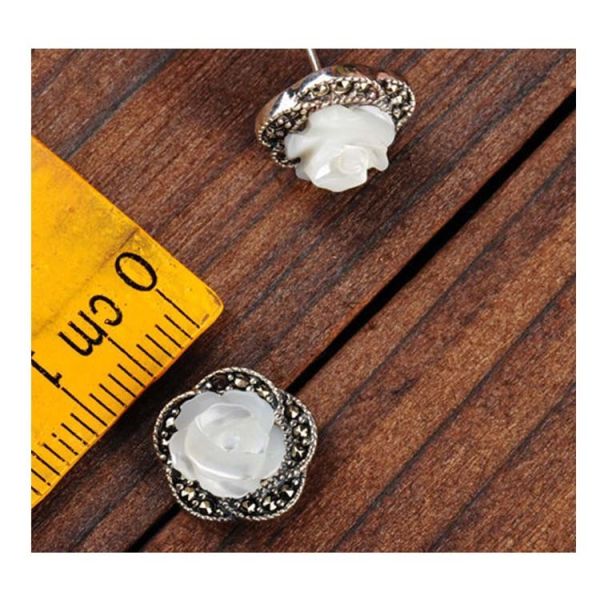 925 Silver Rosettes Mother of Pearl Stud Earrings (E014904W)