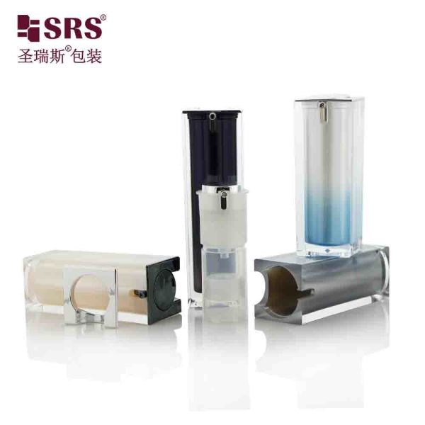 Square Luxury Empty Cosmetic Serum Airless Lotion Pump Bottle