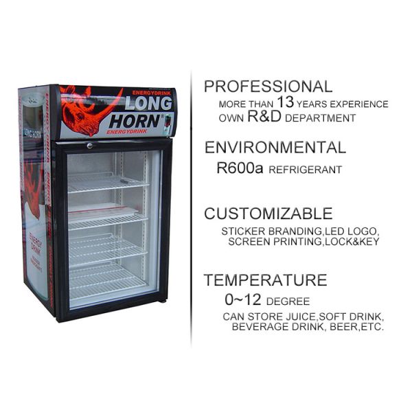 68L nevera pantalla monster energy drink display refrigerators with top lampbox SC68B
