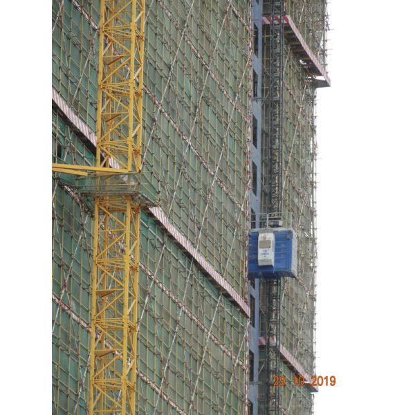 Одиночной гальванизированный клеткой подъем подъема строительной площадки стали 450м