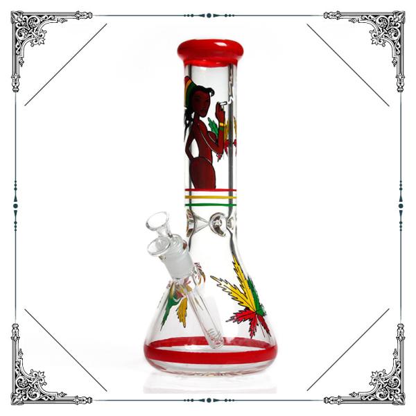 Smoking Glass Bongs 13.5 Inches Height With Hand Drawing Belle Art