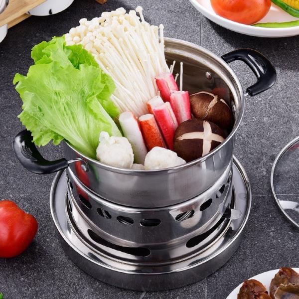 Hot Selling Household Stainless Steel Ramen Soup Pot Portable Cooking Pot Spirit Cooker Alcohol Stove Small Hot Pot