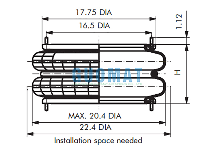 FD1330-25 Contitech Double Bellows Air Spring 3/8-24 UNF Industrial Rubber Air Spring