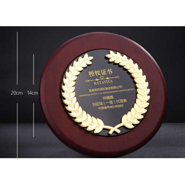 Round Award Cups Trophies , Walnut Wood Personalized Trophy Cup 3d Engraved Logo