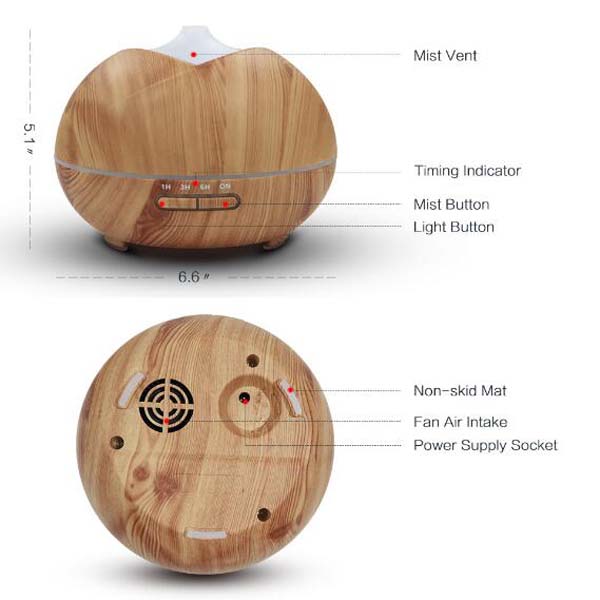 400ml Household Wood Grain Ultrasonic Essential Oil Aroma Humidifier