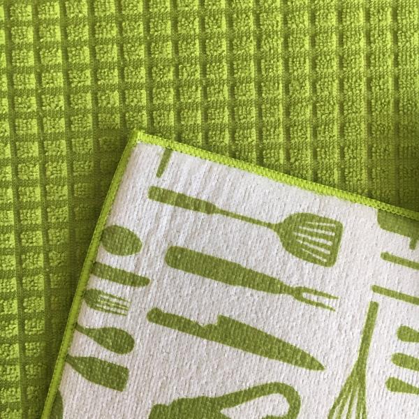 Sinlge packed 1pc Microfiber  printeted water absorb dish mat kitchen water pad with grid patten