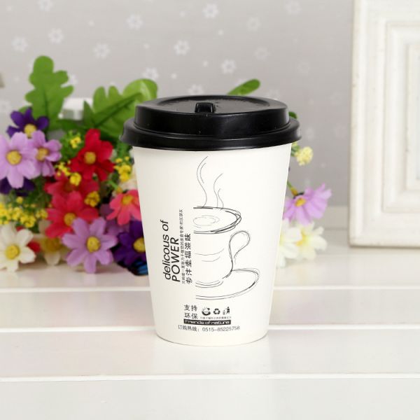 Single Wall Takeaway Paper Cup with Sleeves and Lids 32oz /1000ml Custom Coffee Plastic Free