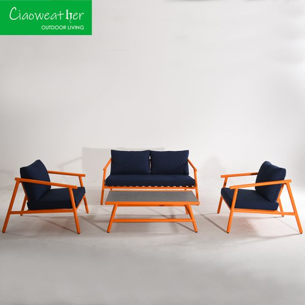 Aluminium Patio Furniture Hand Woven Rope Outdoor Garden Sofa Set Frame Material Aluminium
