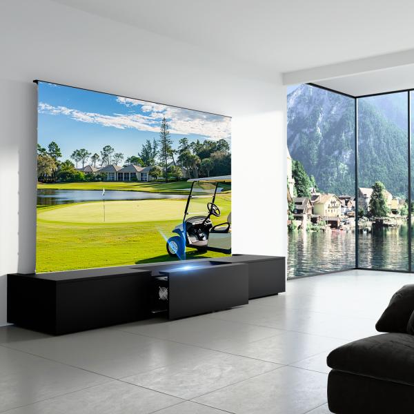 Black Telescopic TV Cabinet Smart UST Projector Furniture Customized