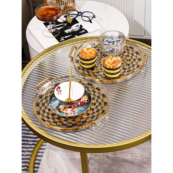 Ceramic Round Tray for Securely Holding Cups Dishes Plates Durable Non-Slip Grip