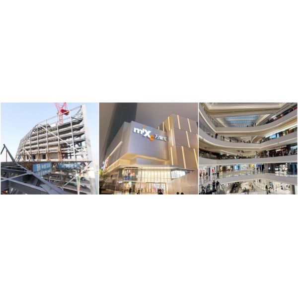 Recycled Commercial Metal Buildings Steel Frame Structure Shopping Mall OEM