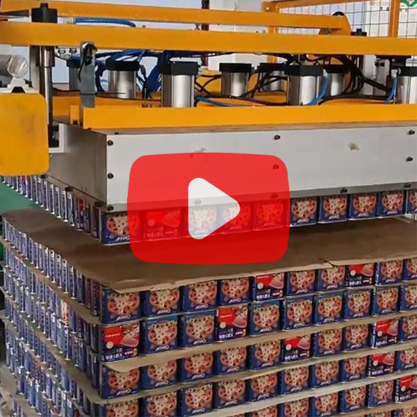 Embalaje automático de alimentos con tapa de hierro vacía Botellas de vidrio paletizadoras Latas de estaño llenas Máquina de despaletización