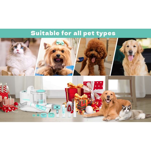 6-in-1 Pet Grooming Vacuum Cleaner for All Pet Hair Types and Lightweight Design