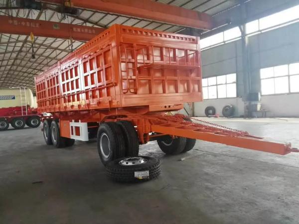 Farm 2-Axles Flat Platform Fence Drawbar Full Trailer With Ladder
