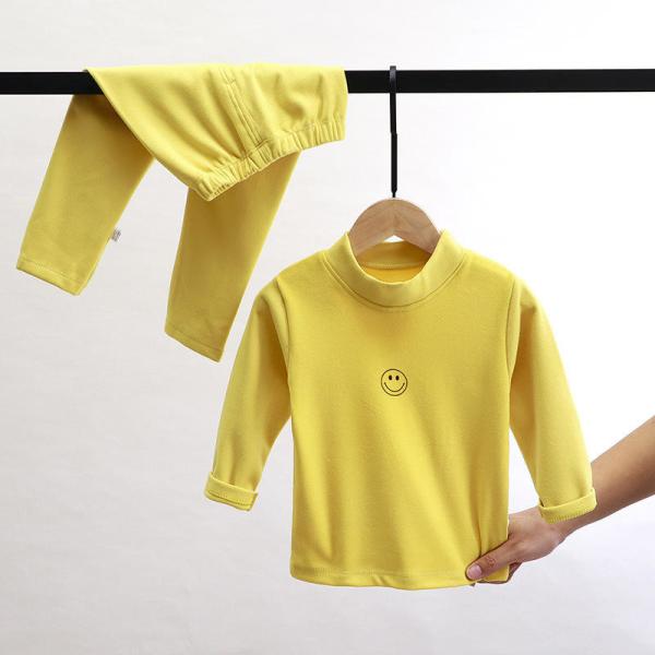 Smiley Face Print Children'S Homewear Sets Solid Colour
