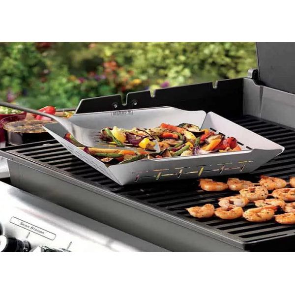 Perforated 13.8 Inch Stainless Steel 304 Grill Basket For Vegetables