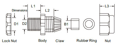 IP68 Waterproof Nylon Plastic Cable Connector MG Nylon White and Black