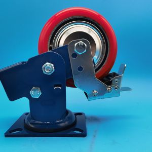 Impact-Resistant Heavy Duty Industrial PU Polyurethane Casters Dual Spring  Load-Bearing Wheels  Rigid Swivel  Lockable Singel Castors 8 