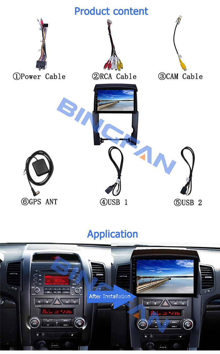 Sorento 2009-2012 Kia Sportage Radio pantalla táctil 10.1''' Auto GPS Navigatio