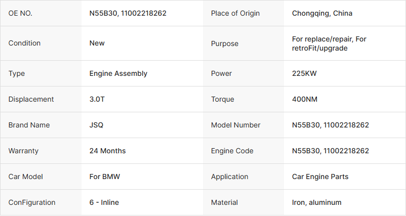 Original 6 cilindros 3.0T N55B30 Motor de automóviles para BMW